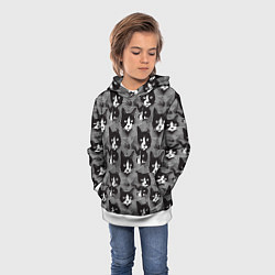 Толстовка-худи детская Коты в оптической иллюзии, цвет: 3D-белый — фото 2