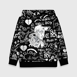 Толстовка-худи детская Lil Peep pattern автографы лого, цвет: 3D-черный