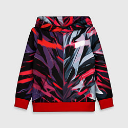 Толстовка-худи детская Хаотичная чёрно-красная абстракция, цвет: 3D-красный
