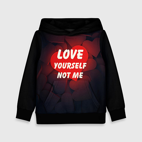 Детская толстовка Люби себя, а не меня - сердце / 3D-Черный – фото 1