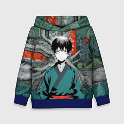 Толстовка-худи детская Юный послушник каратист анимешный, цвет: 3D-синий