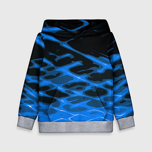 Детская толстовка Синие абстрактные полосы на чёрном фоне / 3D-Меланж – фото 1