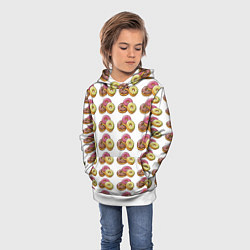 Толстовка-худи детская Пончики-фастфуд паттерн, цвет: 3D-белый — фото 2