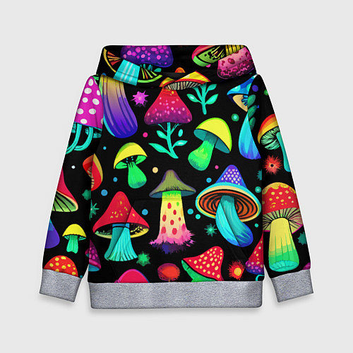 Детская толстовка Биолюминесцентные кислотные грибы / 3D-Меланж – фото 1