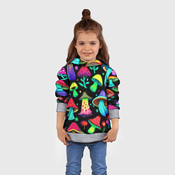Толстовка-худи детская Биолюминесцентные кислотные грибы, цвет: 3D-меланж — фото 2