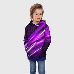 Толстовка-худи детская Неоновая броня текстура, цвет: 3D-синий — фото 2