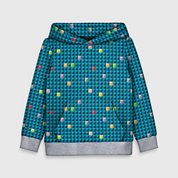 Толстовка-худи детская Синяя мозаика с цветными деталями, цвет: 3D-меланж