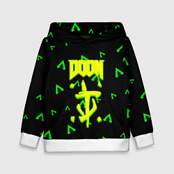 Толстовка-худи детская Doom лого кислота, цвет: 3D-белый