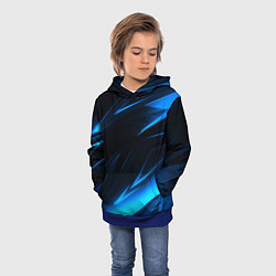 Толстовка-худи детская Грани неоновые текстура, цвет: 3D-синий — фото 2