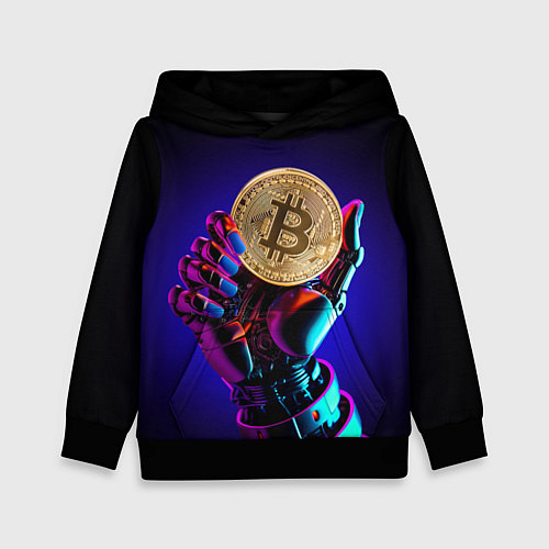 Детская толстовка Биткойн в руке киборга / 3D-Черный – фото 1