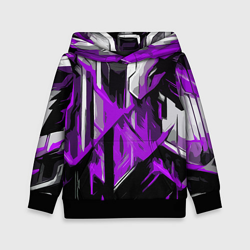 Детская толстовка White and purple abstraction on a black background / 3D-Черный – фото 1