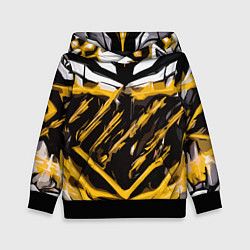 Толстовка-худи детская Yellow and white abstraction on a black background, цвет: 3D-черный