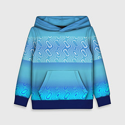 Толстовка-худи детская Синие и белые волны, цвет: 3D-синий