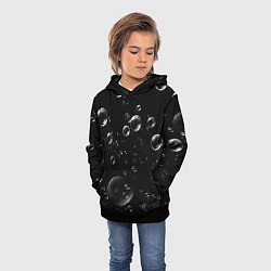 Толстовка-худи детская Пузыри на черном фоне, цвет: 3D-черный — фото 2