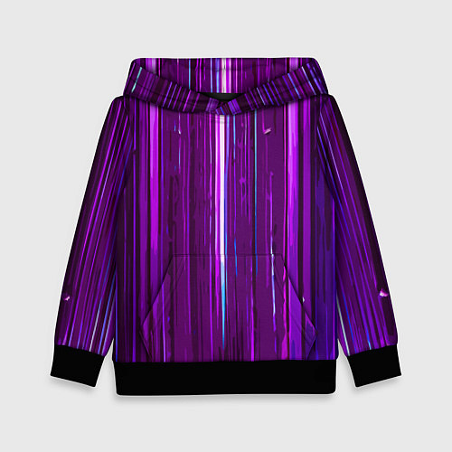Детская толстовка Вертикальные фиолетовые линии на чёрном фоне / 3D-Черный – фото 1