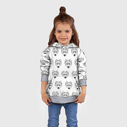 Толстовка-худи детская Паттерн волк, цвет: 3D-меланж — фото 2