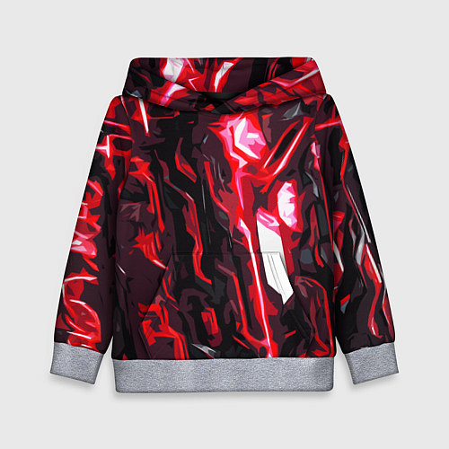 Детская толстовка Красно-чёрная киберпанк абстракция / 3D-Меланж – фото 1