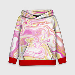 Толстовка-худи детская Абстракция мраморный фон, цвет: 3D-красный