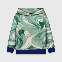 Толстовка-худи детская Светло-зеленый узор с завитками, цвет: 3D-синий