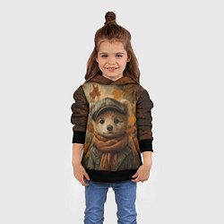 Толстовка-худи детская Мишка в кепке и шарфе, цвет: 3D-черный — фото 2