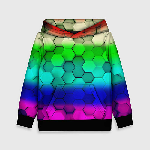 Детская толстовка Неоновая абстракция соты / 3D-Черный – фото 1
