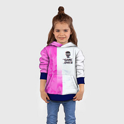 Толстовка-худи детская Game over pink abstraction, цвет: 3D-синий — фото 2