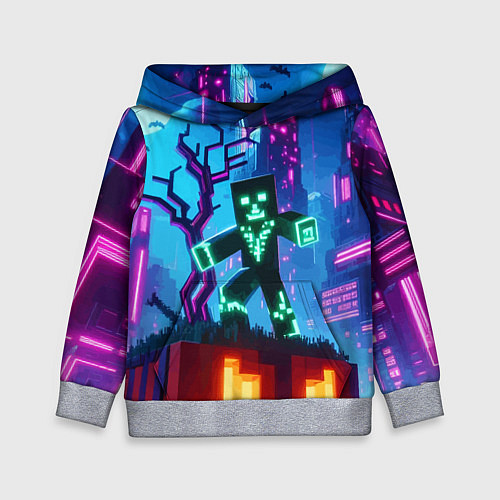 Детская толстовка Minecraft and halloween - neon glow / 3D-Меланж – фото 1