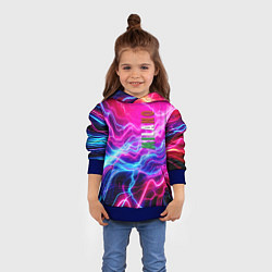 Толстовка-худи детская Milano - neon abstraction, цвет: 3D-синий — фото 2