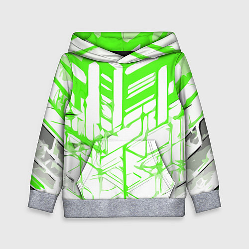 Детская толстовка Агрессивные зелёные полосы на белом фоне / 3D-Меланж – фото 1