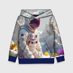 Толстовка-худи детская Космонавт на фантастической планете, цвет: 3D-синий