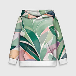 Толстовка-худи детская Листья акварель, цвет: 3D-белый