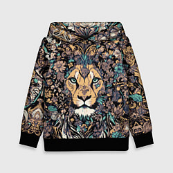 Детская толстовка Лев с узорами и цветами