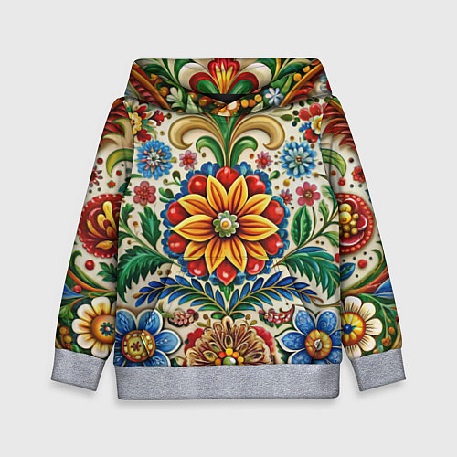 Детская толстовка Русские классические узоры и орнамент / 3D-Меланж – фото 1