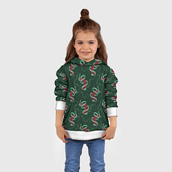 Толстовка-худи детская Зеленая змея символ 2025 года на красной луне, цвет: 3D-белый — фото 2