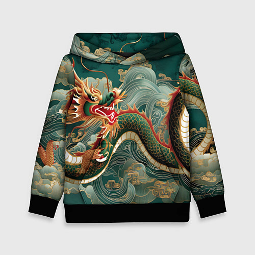 Детская толстовка Японский дракон контрасты / 3D-Черный – фото 1