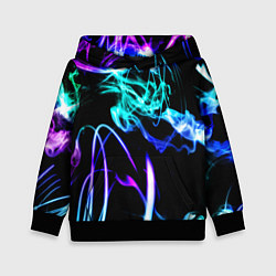 Толстовка-худи детская Неоновый дым текстура, цвет: 3D-черный