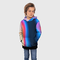 Толстовка-худи детская Неоновый градиент разводы, цвет: 3D-черный — фото 2