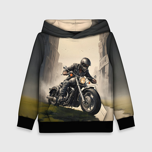 Детская толстовка Скетч байкер / 3D-Черный – фото 1