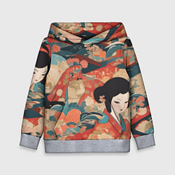 Детская толстовка Японский орнамент с девушкой