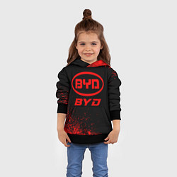 Толстовка-худи детская BYD - red gradient, цвет: 3D-черный — фото 2