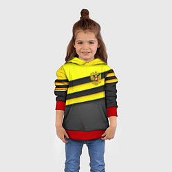 Толстовка-худи детская Герб РФ геометрия линии, цвет: 3D-красный — фото 2