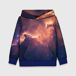 Толстовка-худи детская Космические облака и звезды, цвет: 3D-синий