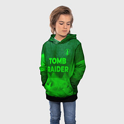 Толстовка-худи детская Tomb Raider - green gradient посередине, цвет: 3D-черный — фото 2