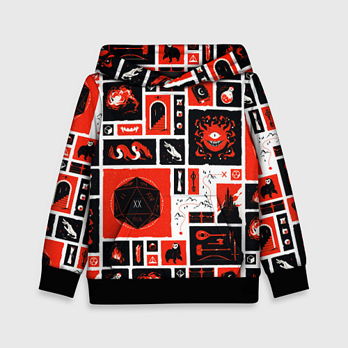 Детская толстовка Dungeons and dragons pattern / 3D-Черный – фото 1