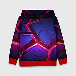 Толстовка-худи детская Темные синие плиты и фиолетовый свет, цвет: 3D-красный