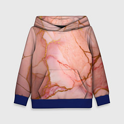 Толстовка-худи детская Текстура розового мрамора с золотом, цвет: 3D-синий