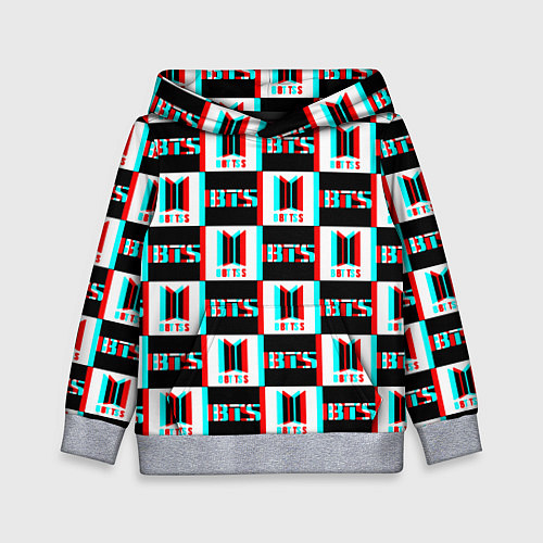 Детская толстовка BTS glitch pattern / 3D-Меланж – фото 1