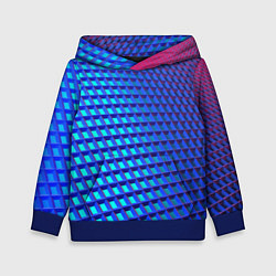 Толстовка-худи детская Неоновая клетка текстура, цвет: 3D-синий