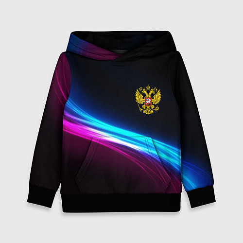 Детская толстовка Россия неоновые волны / 3D-Черный – фото 1