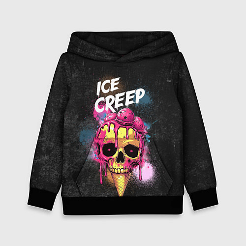 Детская толстовка Ice creep - рожок мороженого черепа / 3D-Черный – фото 1